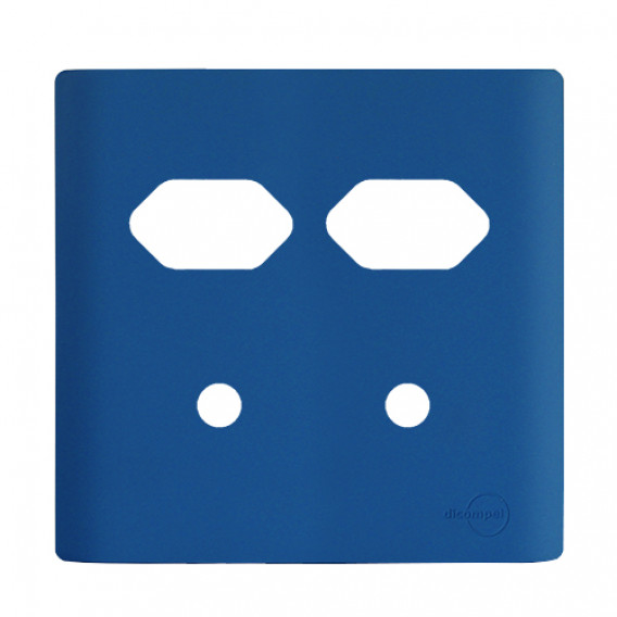 Placa p/ 2 Tomadas + Furo 4x4 - Novara Azul Fosco